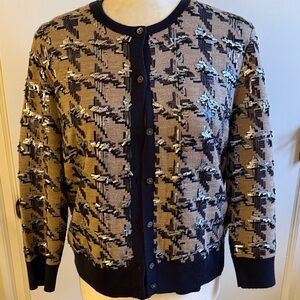 Ann Taylor NWOT Sequined Houndstooth Cardigan Sz. Large